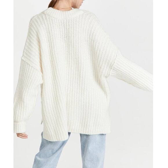 Free People Blue Bell V Neck Sweater Ivory Size XS - Picture 3 of 13